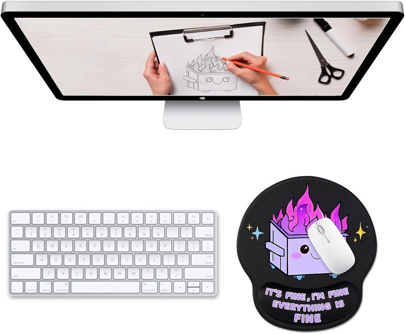 Hancynir Ergonomic Mouse Pad with Wrist Support, Cute Funny Gel Mouse Pads Wrist Rest, Dumpster on Fire Comfortable Computer Mousepad for Gaming Laptop Work Home Desk Accessories Office Supplies Decor - Image 2